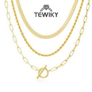 Tewiky Layered Toggle Necklaces for Women: Dainty Link Chain Necklaces Paperclip Cuban Rope Adjustable Choker T-Bar Toggle Clasp Chunky Necklace For Valentine's Day gifts Trendy Jewelry