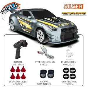 1:43 Mini Desktop Four-Wheel Drift RC Car, Handheld Remote Control, Q Version Full Proportion, Lights, Suitable for Boys Aged 6-8, Birthday Gift