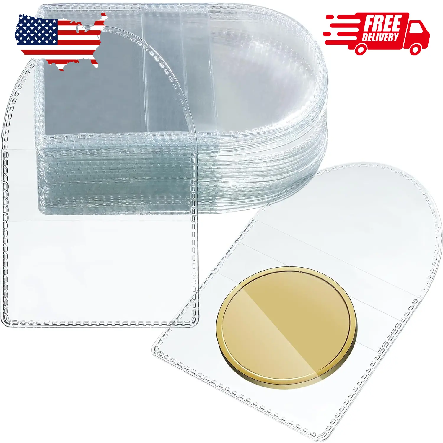 50 Pcs Single Pocket Coin Sleeves Collector