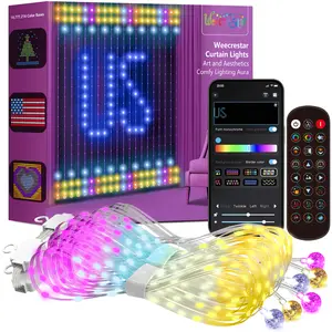 Smart Curtain Lights - 6.56 x 6.56ft Advanced LED App Controlled Color Changing Christmas Curtain Lights for Bedroom,  Dynamic DIY Indoor OutdoorShop, Bar