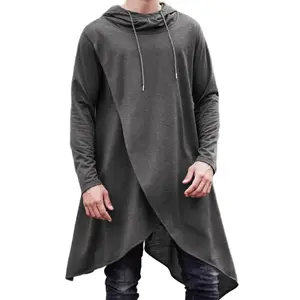 COOFANDY Men's Hooded Poncho Cape Cloak Casual Asymmetric Hem Hoodie Sweatshirts Long Sleeve Classic Fabric Halloween Menswear Costume Menswear Costume Stylish Sweaters Tops Soft