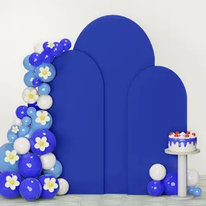 Wedding Arch Covers 3 Set 7.2FT, 6.6FT, 6FT Spandex Covers for Fitted Arch Backdrop Stand Cover Blue Birthday Arch Cover for Chiara Backdrop Covers for Bridal Baby Shower