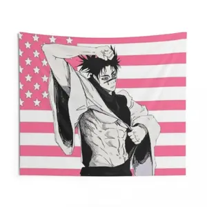 Pink anime Choso Tapestry, JJk Art Prints Poster Banner Flag Wall Art Hanging,For Decorate Clubs Concerts Bars University Dormitories Living Rooms Bedrooms Decor Tapestry Parties,Gift Tapestry