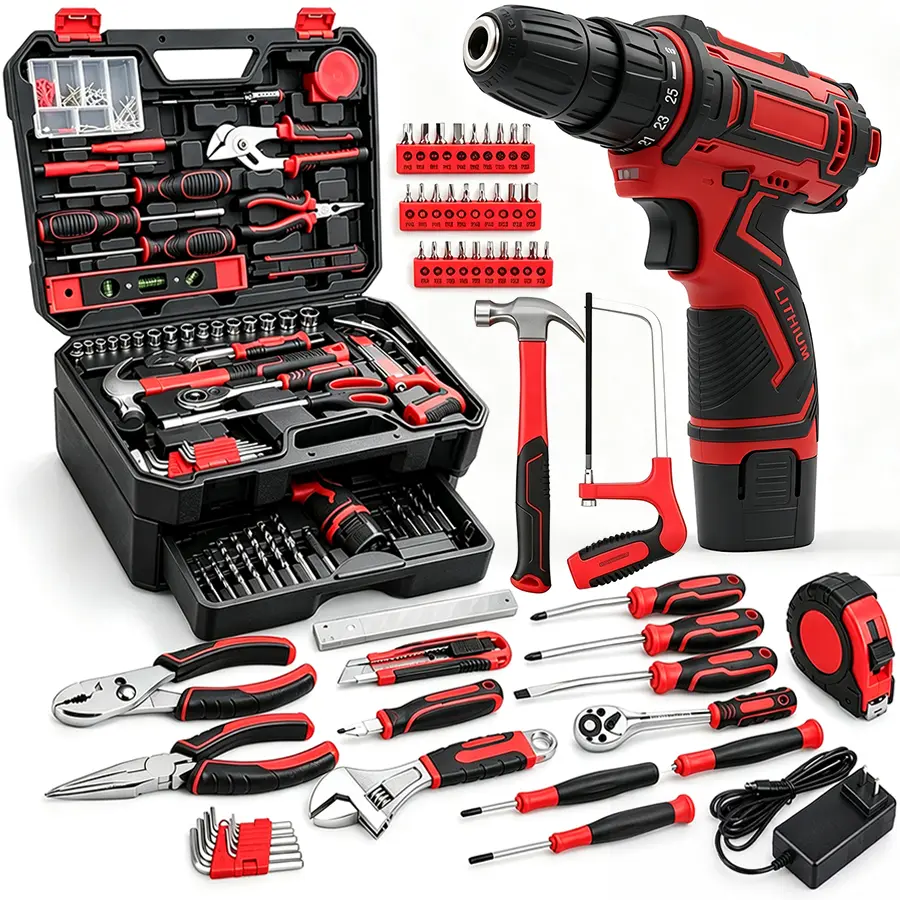321 Piece Home Repair Tool Kit, General Home/Auto Repair Tool Set, Toolbox Storage Case with Drawer, General Household Tool Kit - Perfect for Homeowner, Diyer, Handyman
