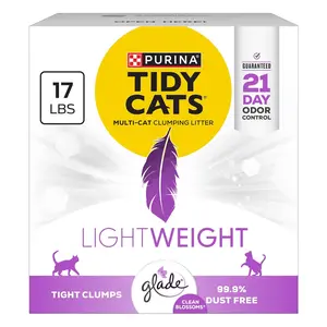 Purina Tidy Cats LightWeight With Glade Clean Blossoms Multi-Cat, Clumping, Low Dust, Scented Cat litter - 17 lb. Box