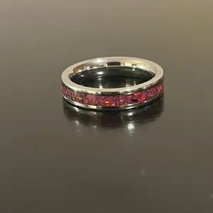 Orchid Opal Inlay Ring - Unique Design with Red Opal Accents, Elegant Silver Finish
