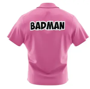 Vegeta Badman Pink Dragon Ball Z Button Up Hawaiian Shirt - Short Sleeve Casual Comfortable 65% Polyester 35% Cotton Blend for Men summer anime cool vibe Fabric Menswear