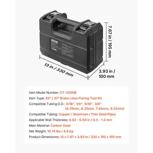 VEVOR Professional Brake Line Flaring Tool, 45 37 Degree Double Flare Bubble Flare Tool Kit for 3/16, 1/4, 5/16, 3/8 Copper Aluminum Thin Steel Tubes