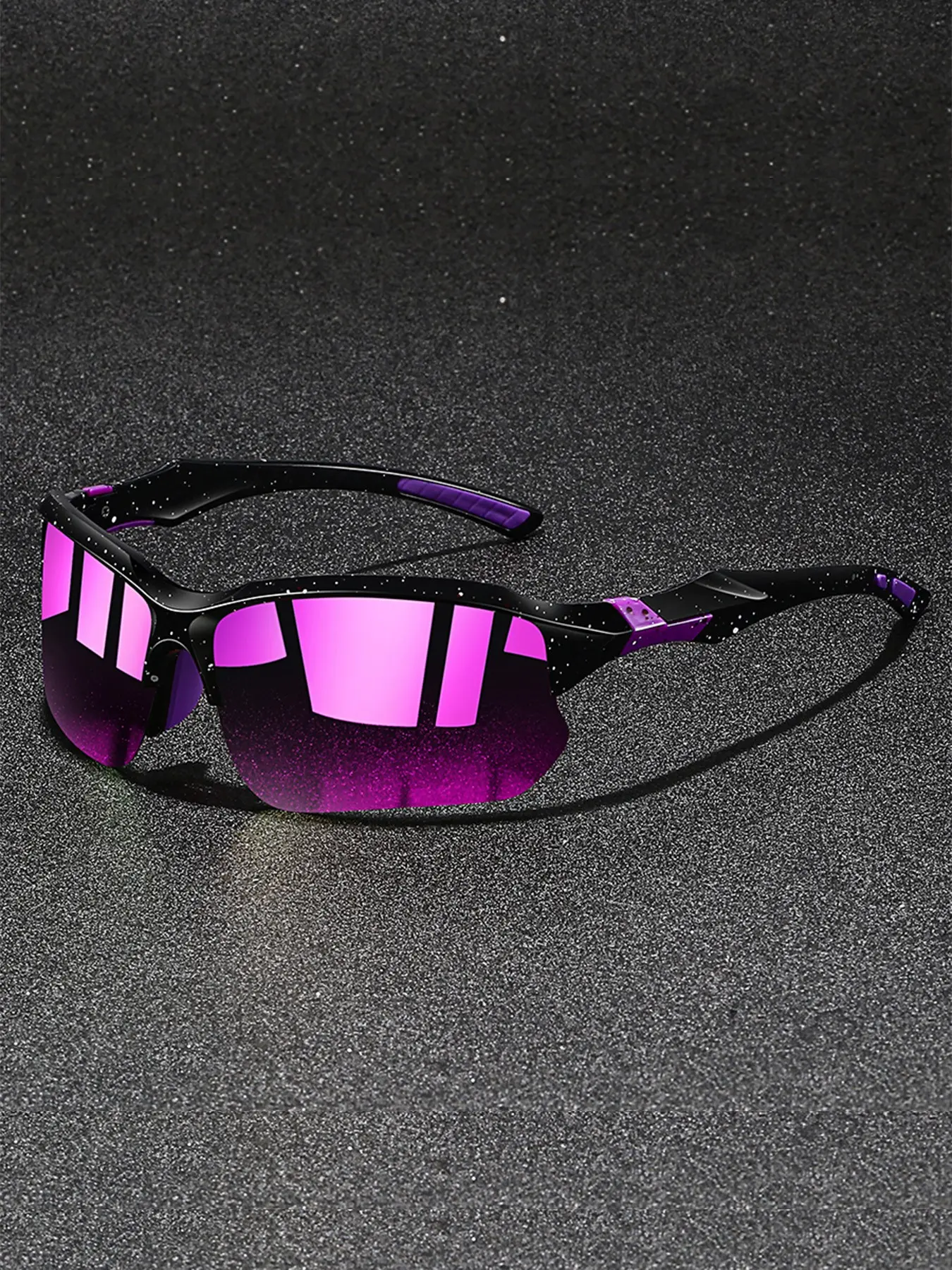 Latest model colorblock half frame sports glasses,suitable both men and women,offering multiple color options.nose pad adopt rubber material,enhance wearing comfort,suitable outdoor activities such as driving,fishing,music festivals,and beach vacations