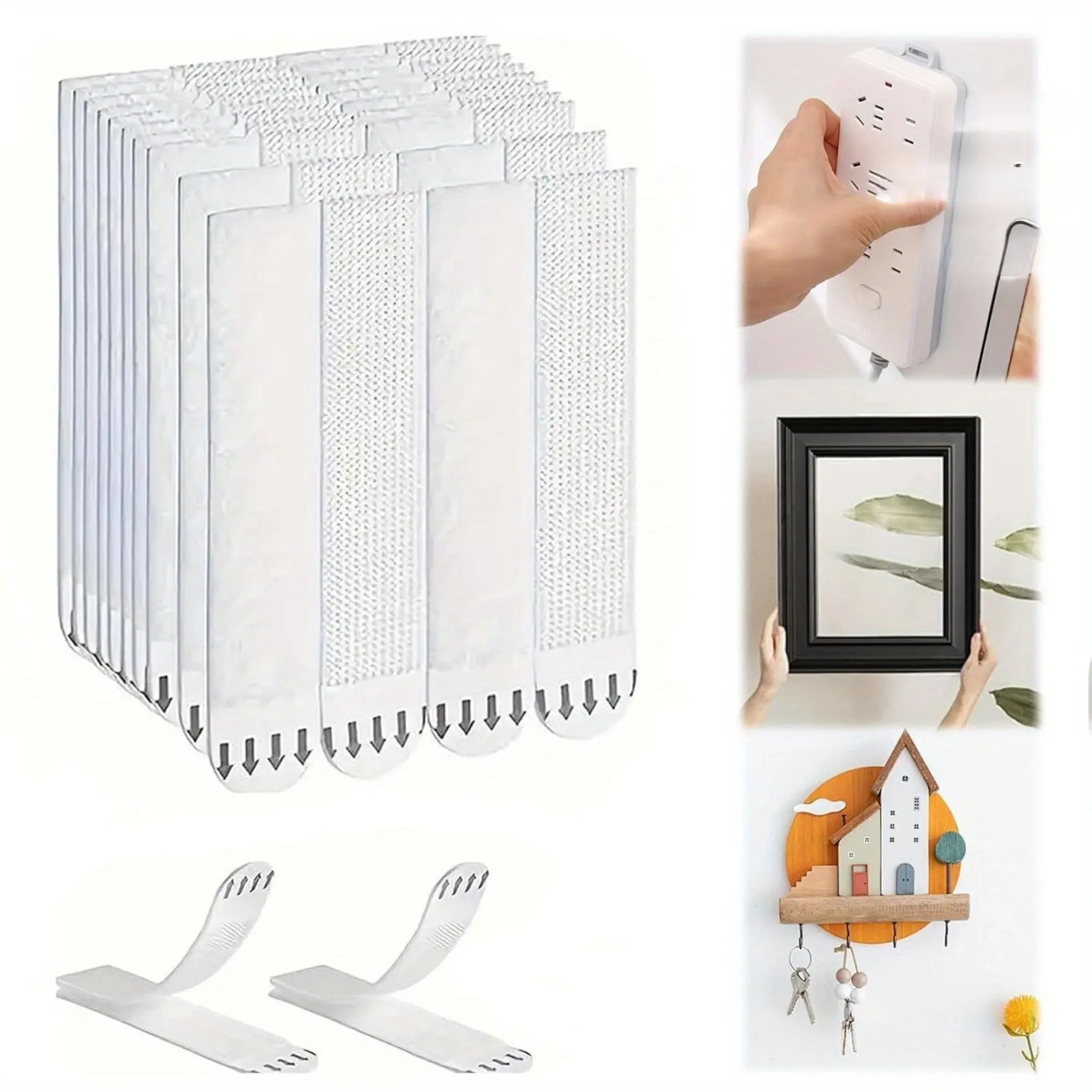 12 Pairs Large Self Adhesive Hooks, Removable Wall Art Hangers, Picture Hanging Hooks, No Drill No Nails, Durable Strong Tape, Minimalist Design, Multi-Use Decorative Hooks, Hangable