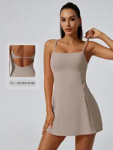 Women's Summer Tennis Skirt Dress with Adjustable Straps, Breathable Shorts for Sports and Gym, Fashionable Halter One-Piece Activewear Sleeveless Tennis Dress