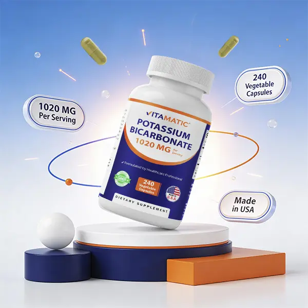 Vitamatic Potassium Electrolytes Dietary Supplement - 1020 mg, 240 Vegetable Capsules, Energy & Muscle Support, Antioxidant Rich, Non-GMO, Gluten-Free, Made in USA, Healthcare-Focused Nutrition Aid