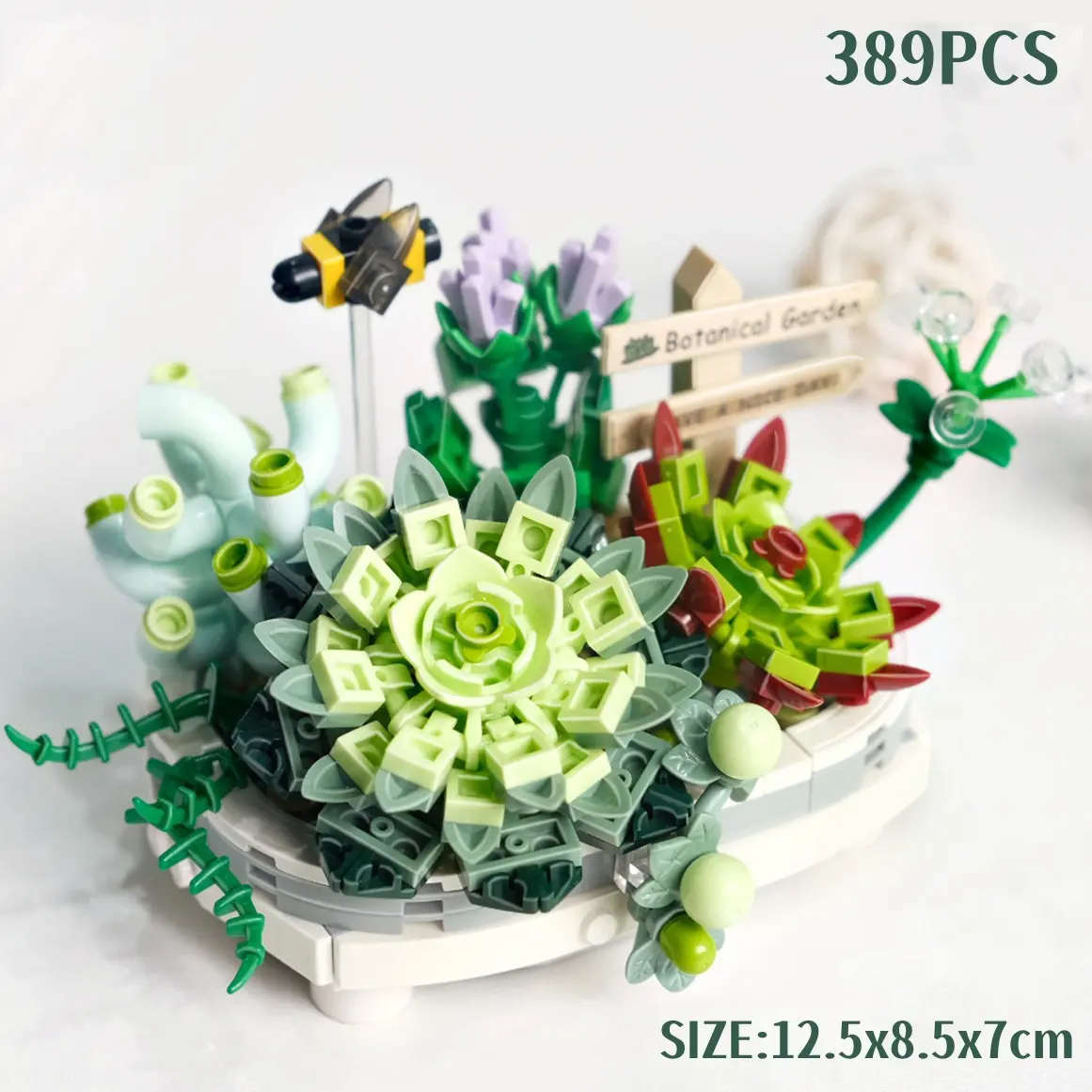 Plastic Block Plant Building Set, Eco-Friendly Mini Succulent Bonsai ABS Mini Blocks, DIY Botanical Desktop Decoration Bricks & Parts, Great Gift for Ages 6+ Girls