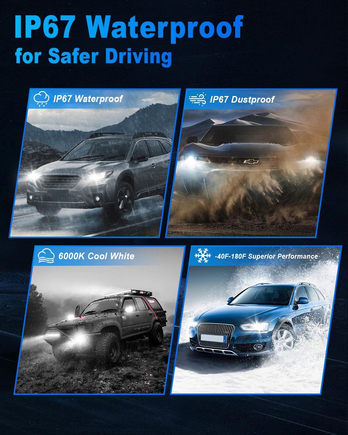 H13 LED Headlights High Low Beam Bulbs Extremely 6000K Bright White 36000LM