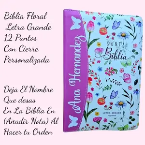 Biblia  Personalizada Rosa Jardin Reina-Valera 1960 Letra Grande