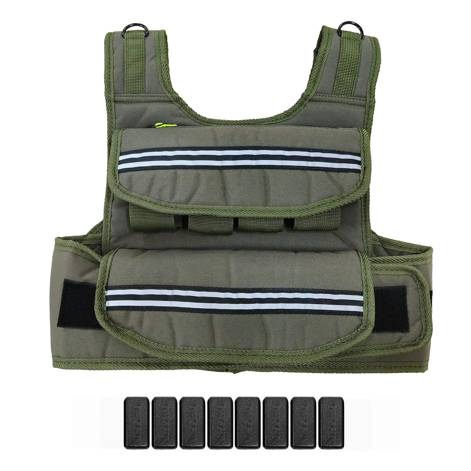 Garvee 25 LB Adjustable Weighted Vest for Men Women, Strength Training Weight Vests with Reflective Stripe, Pocket & Shoulder Pads, Workout Equipment for Home Gym, Olive Green