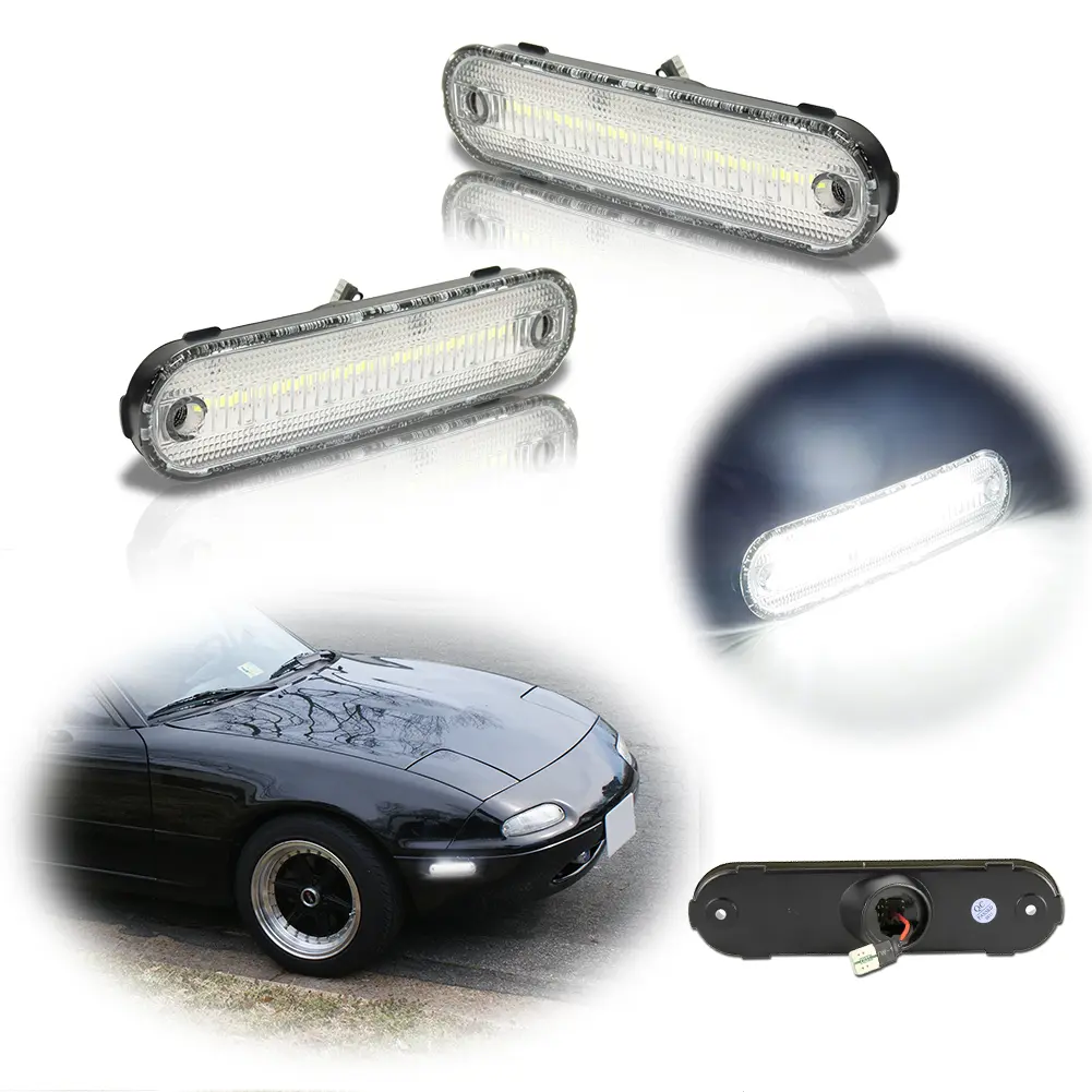 2pcs LED Side Marker lamps Light Clear White Front / Rear FOR MAZDA MX-5 MIATA 1990 1991 1992 1993 1994 1995 1996 1997 1998 1999 2000 2001 2002 2003 2004 2005,Replace OEM NA01515FX,8BN1-51-120