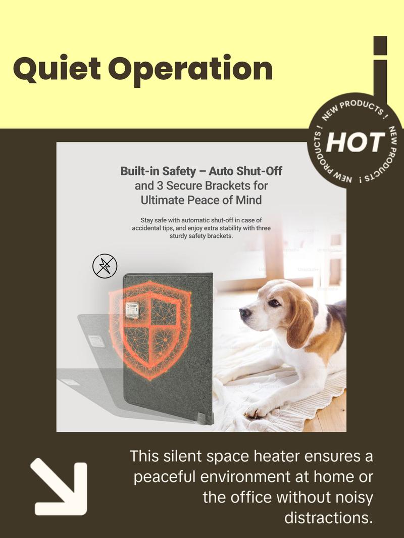 Foldable Electric Space Heater - Silent Radiant Heat - Leg, Foot and Hand Warmer with Thermostat - Home or Office Desk Heater foot warmer viral