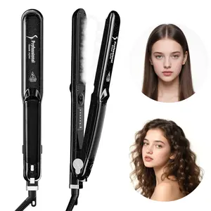 Steam Hair Straightener and Curler Professional Salon Flat Iron 450℉ Fast Heat Smooth Hair Styling Tools Dual Voltage