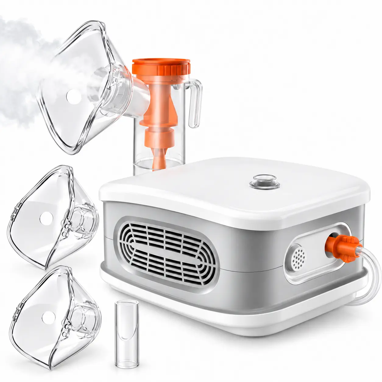 BUDBOW Compressor Nebulizer Machine for Adults & Kids, Low Noise Desktop Nebulizer with 2 Masks & Mouthpiece, 110-120V for Home Use