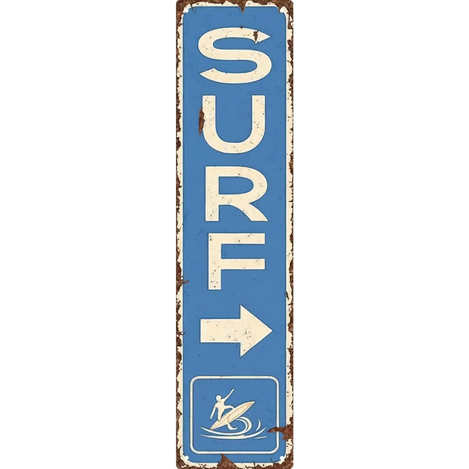 1pcVintage Surf Beach Nautical Metal Tin Sign 4x16 in Durable Metal Wall Art for Home Bar Cafe & Outdoor Decor Room