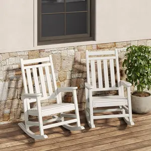 Outdoor Rocking Chair, Lawn Chair All Weather Resistant Patio Chairs, HDPE Rocking Chair for Adults, Front Porch Rocker for Garden, Backyard Deck, Fire Pit [ 1/2 CHAIRS /1 SET OPTIONAL ]