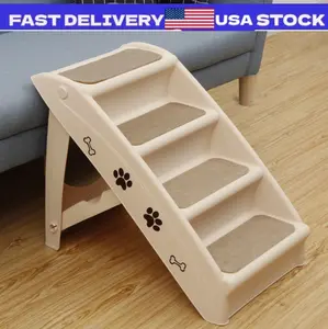 Foldable Light Weight Pet Dog Stairs up to 100 Pounds 4 Steps W/Rubber Feet