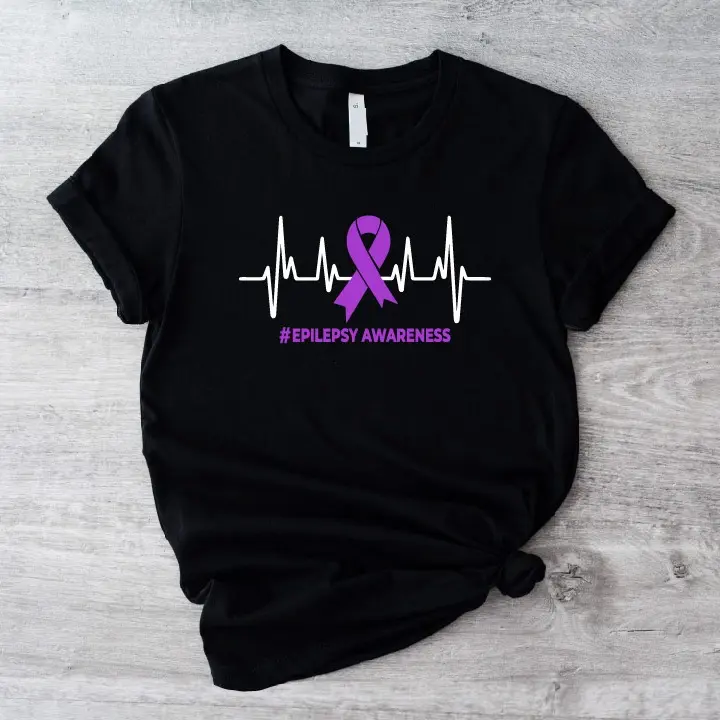 Heartbeat Epilepsy Shirt, Epilepsy Awareness Shirt, Purple Ribbon T-shirt, Epilepsy Warrior Tee, We Wear Purple Shirt, Epilepsy Support Team Shirt, Purple Ribbon Tee.
