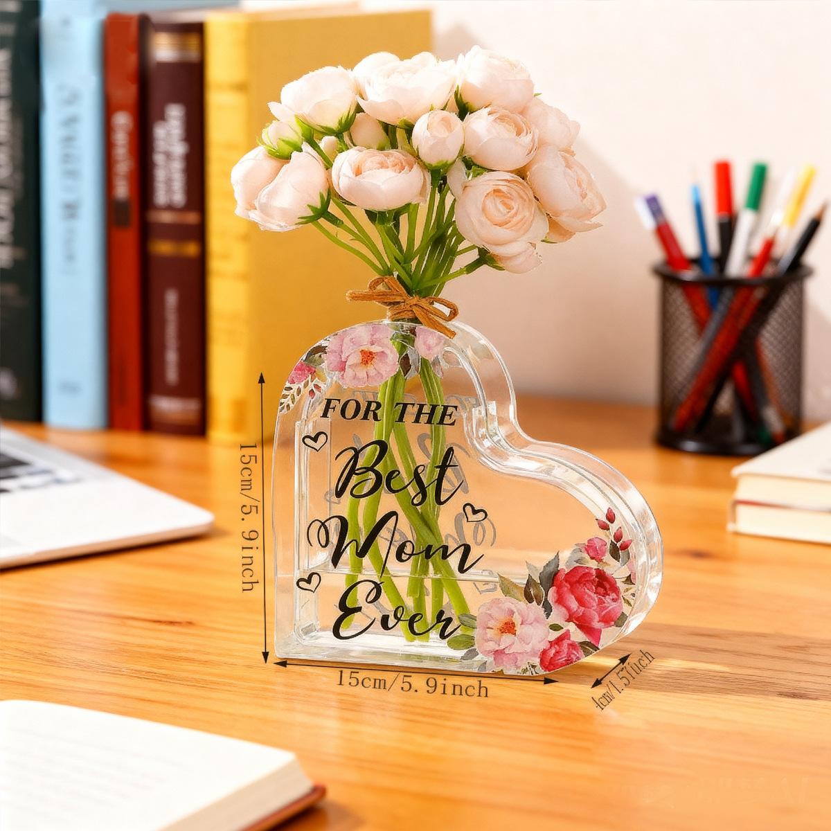 ADISEN Bookend Vase Flowers Clear Book Flower Vase - Floral Bookshelf Decor, Acrylic Coworkers Inspirational Decorative Acrylic Flower Holder & Space-Saving Organizer, Modern Home Office/Study Desk Minimalist Aesthetic (Not Including Flowers)
