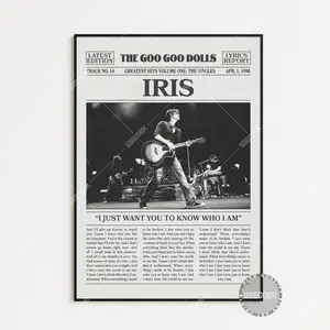 Goo Goo Dolls Retro Newspaper Print, Iris Poster No Frame, Lyric Print, City of Angels Music from the Motion Picture Poster, Goo Goo Dolls Poster