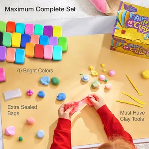 Air Dry Clay - 70 Colors, Soft & Ultra Light, Modeling Clay for Kids with Tools and Tutorials