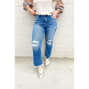 Lovervet Juniper Distressed Kick Flare Jeans