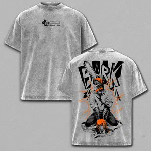 Limited Chainsaw Man T-Shirt – Denji & Makima Vintage Washed Oversized Graphic Tee, Streetwear Casual, Heavy Cotton Unisex Top, Gift for Anime Fans