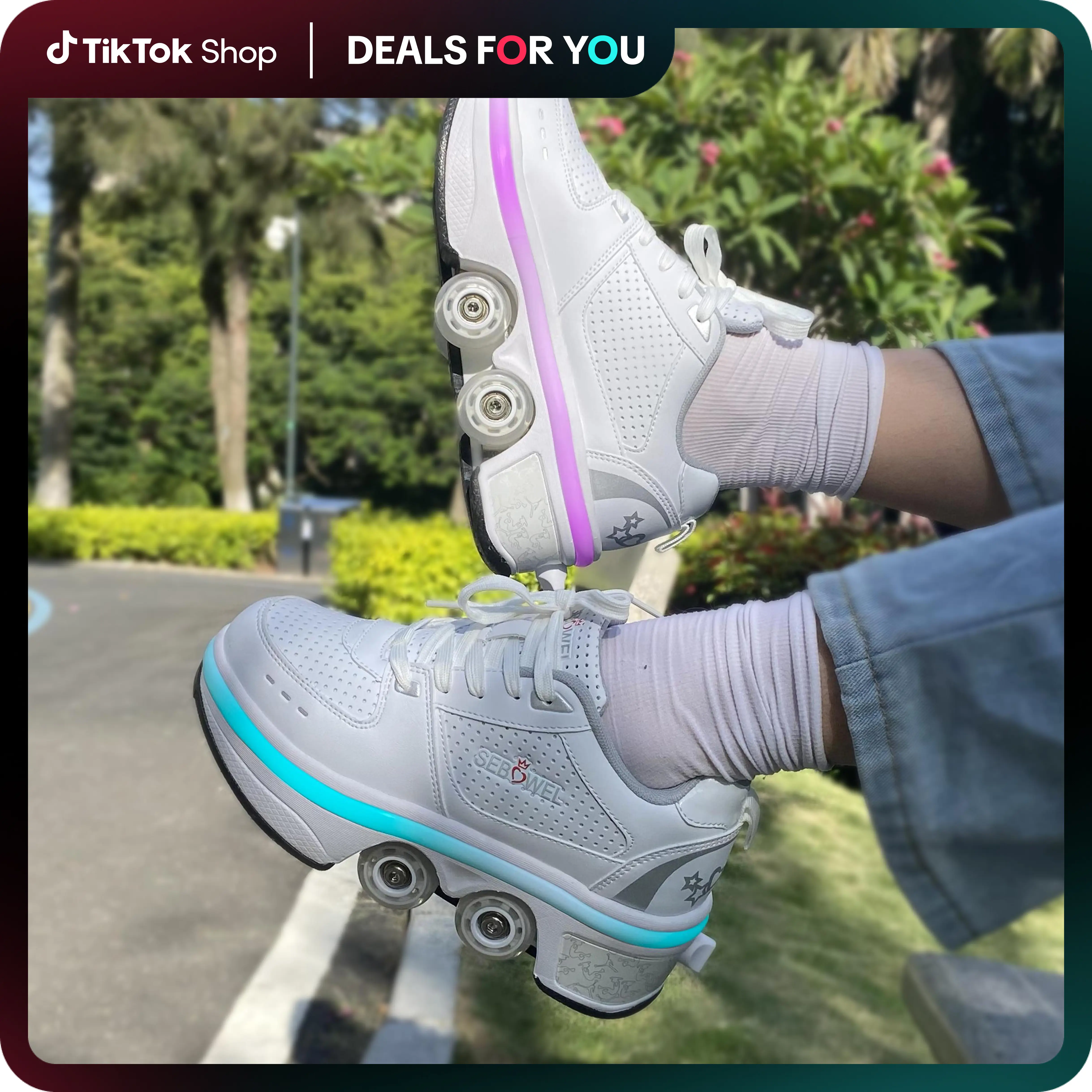 SEBOWEL Roller Skates Multi-function Roller Skates Adult 2-in-1 Transformer Roller Skates Men's and Women's Roller Skates Sports shoes Valentine's Day