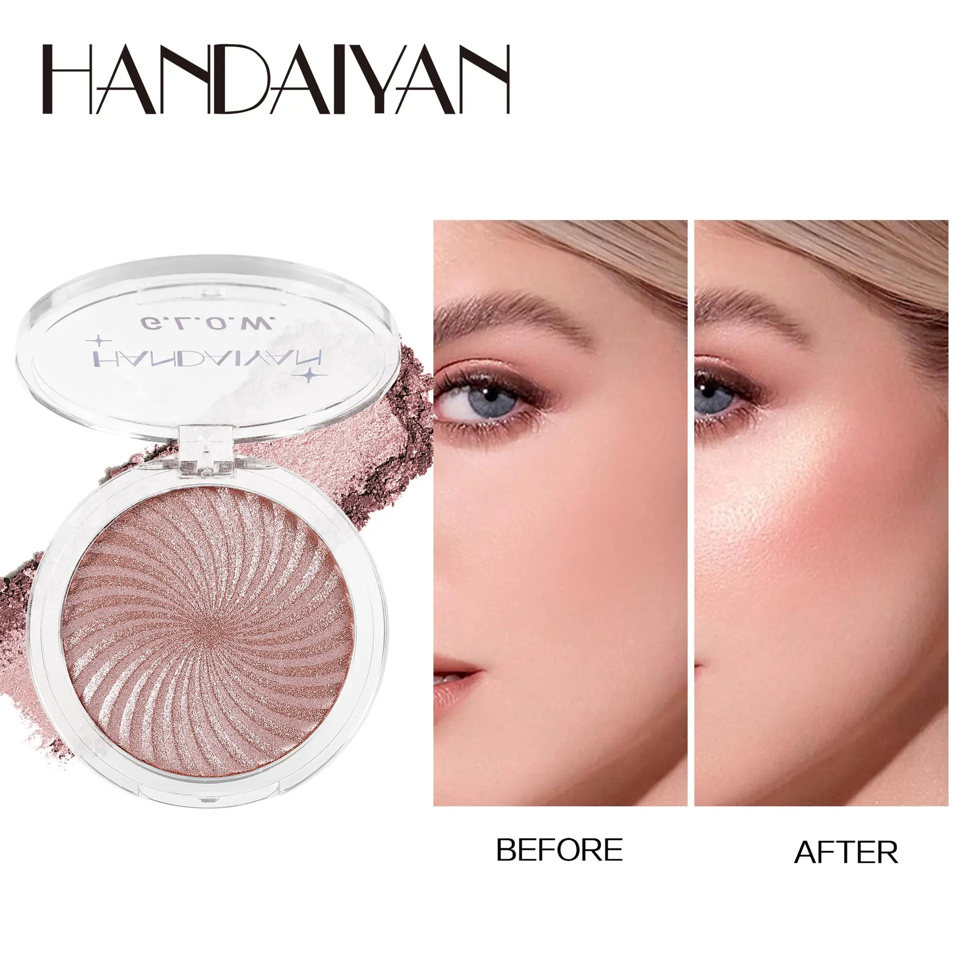 Highlighter Palette Fine Glitter Powder Bronzer Eyeshadow Contour Brighten All-In-One Handaiyan Makeup, Perfect for Enhancing Your Look