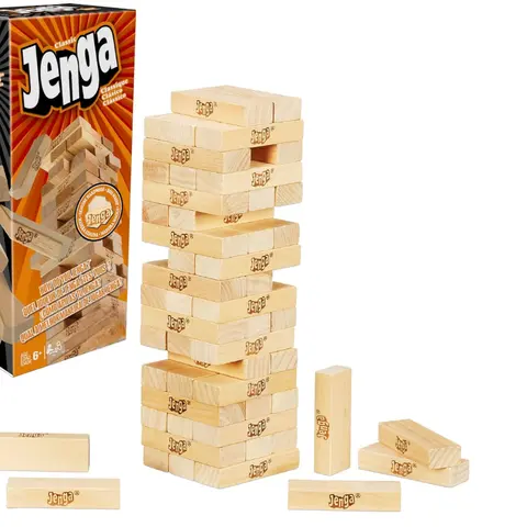 Jenga Game - The Original Wood Block Game with Genuine Hardwood Blocks Stacking Tower Game for Ages 6+ 1 or More Players Party Games for Kids Family Games from China