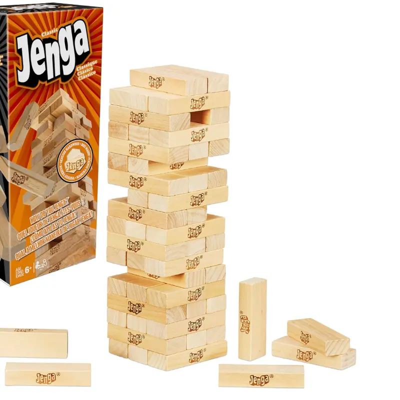 Jenga Game - The Original Wood Block Game with Genuine Hardwood Blocks Stacking Tower Game for Ages 6+ 1 or More Players Party Games for Kids Family Games from China