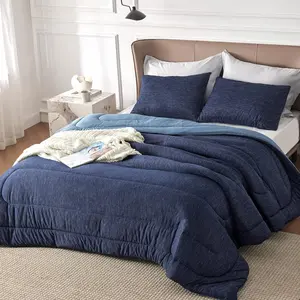 King Comforter - Cooling and Warm, Navy Blue for, 3, 1 King Size Comforter (102"x90") and 2 Pillow Cases (20"x36")