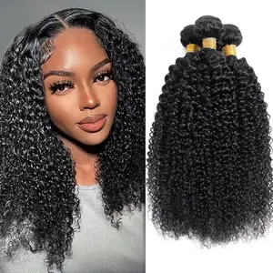 Kapelli Jerry Curly Bundles Human Hair 1/3PCS 4x4 HD Lace Closure 100% Unprocessed Brazilian Virgin Raw Hair Natural Black Quick Weave Bouncy Healthy