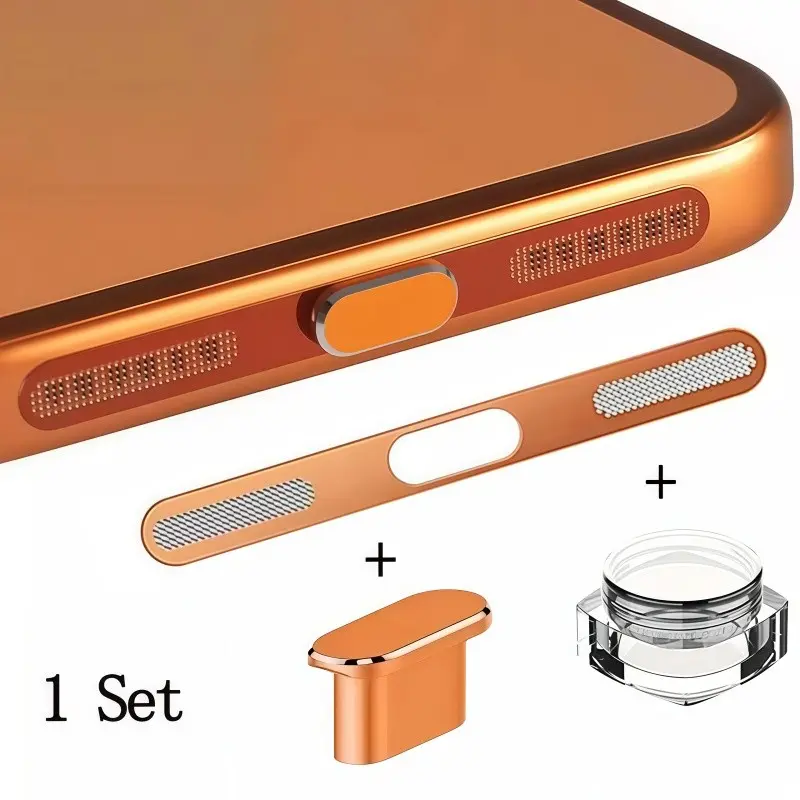 2-In-1 Protective Metal Dust Cover + Plug Protector Accessories for iPhone 17 Pro Max, Durable Protection for Speaker, Compatible with Apple 17 Pro Max/17 Pro