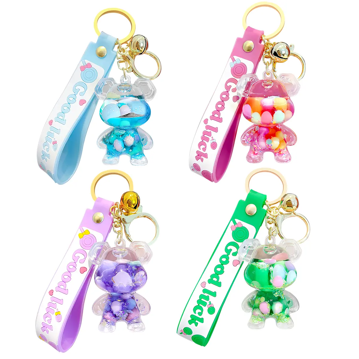 Cute Quicksand Astronaut Bear Keychain, Casual Acrylic Cartoon Charm for Girls' Backpacks and Car Keys, Mini Birthday Gift, Keychain For Car Keys