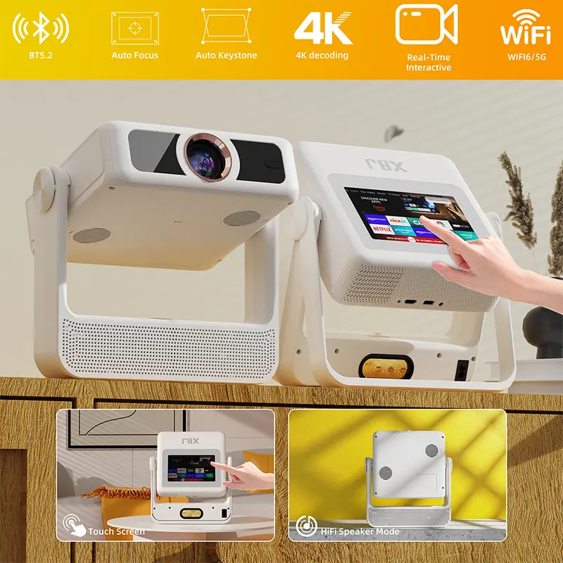 XBJ 4K WiFi Smart Projector - 800ANSI Lumens, WiFi6/5G, BT5.2