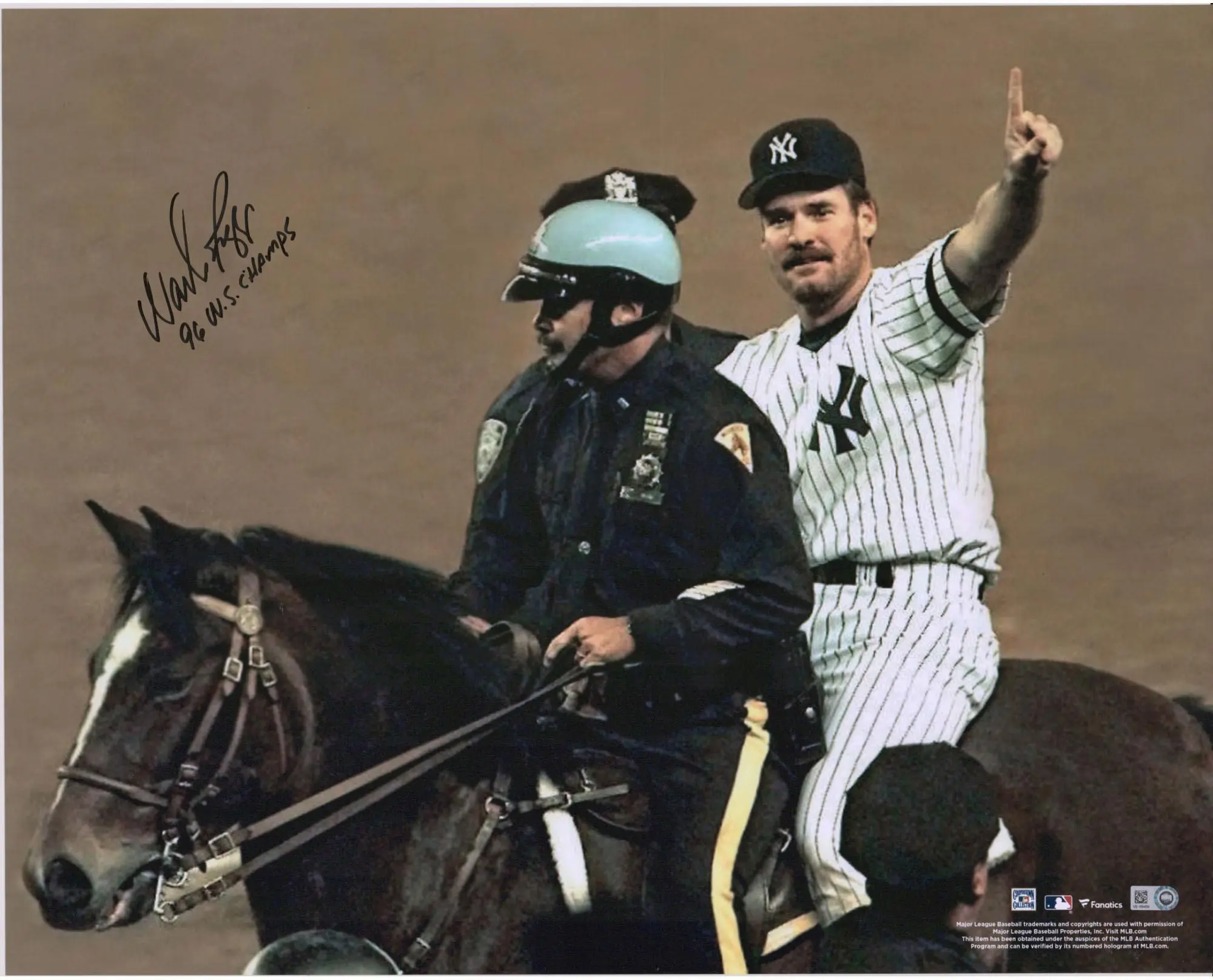 Wade Boggs New York Yankees Autographed 16" x 20" 1996 World Series Celebration Photograph with "96 W.S. Champs" Inscription - Fanatics Authentic Certified
