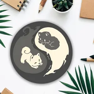 Cute Cartoon Cat Pattern Mouse Pad, 1 Count Round Mouse Pad with Non-slip Rubber Base, Small Desk Mouse Mat for Computer, Laptop, Office, Desktop Accessory