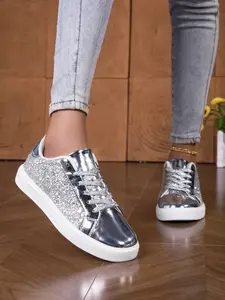 Women's Fashion Sneakers with Rhinestone Design, Flat Casual Shoes for Daily Wear, Stylish Comfortable Footwear