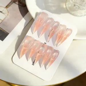 Handmade Cat Claw Nails, Transparent Dual Tone Gradient Dragon Claws, Medium Length, Glossy Finish, Single Item, High Transparency