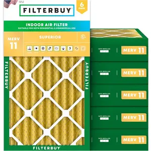 Filterbuy 16x24x4 Air Filter (6-Pack), Pleated MERV 11 Allergen Defense HVAC AC Furnace Air Filters (Actual Size: 15.38 x 23.38 x 3.63 Inches)