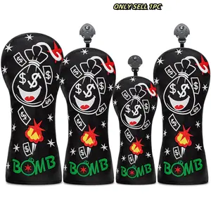 Funny Money Bomb Design Golf Club Headcovers, Durable Protection for Drivers & Hybrids, Ideal for Both Men & Women, Golf Accessories, Golf Equipment