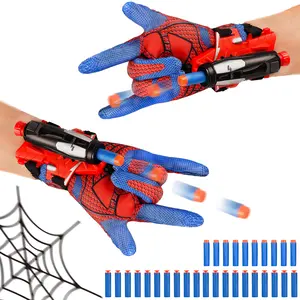 Spider Web Soft Bullet Launcher Toy, consisting of 2 launchers, 30 soft bullets and 2 sets of gloves.  Playable role-playing toy with shooting action. It is suitable for children, teenagers and adults, and is also the best choice for holiday gifts.