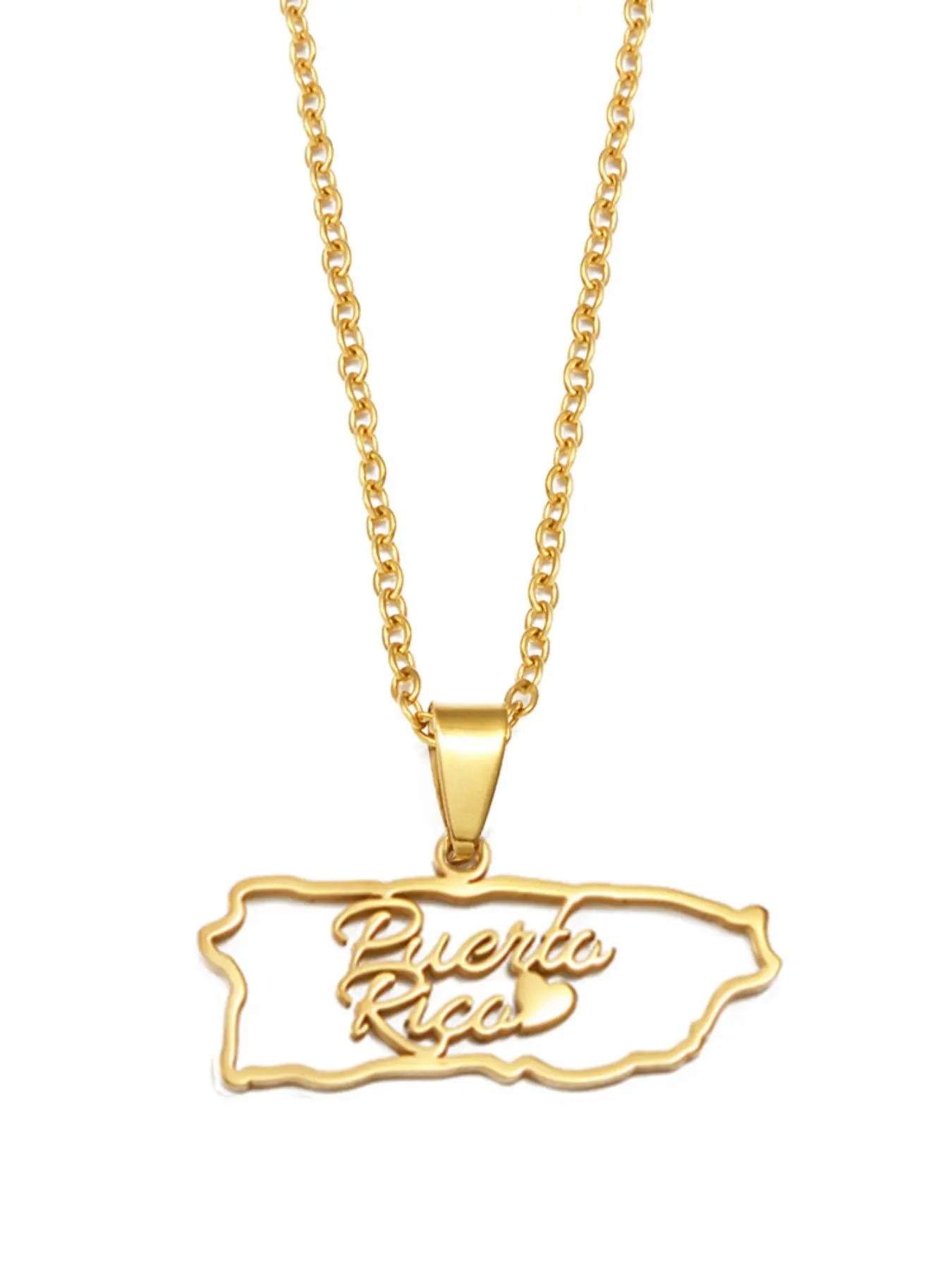 1 piece Puerto Rico Map Flag Flowers Floral Design Masks Frog Traditional Symbol Cultural Unique PR Hibiscus Casual Style Necklaces For Women Accessories For Women Stainless Steel Chain Symbolic Jewelry Puerto Rico Map Pendant